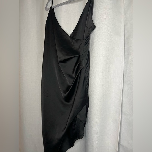 Cotton Candy LA Black Satin Asymmetrical Dress Large - Picture 5 of 9